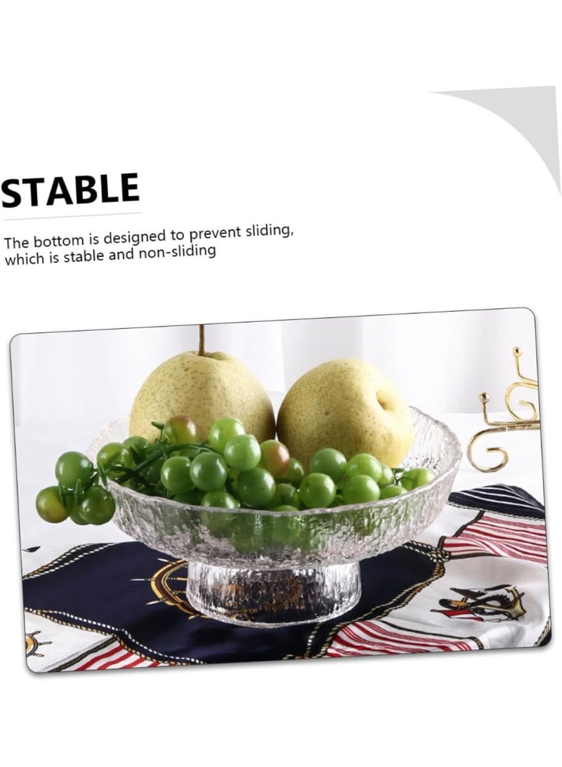 GuRiver Glass Fruit Bowl Fruit Basket for Kitchen Counter Clear Salad Bowl Decorative Pedestal Bowl for Table Decor Serving Bowl for Fruit Snacks Candy - Image 3