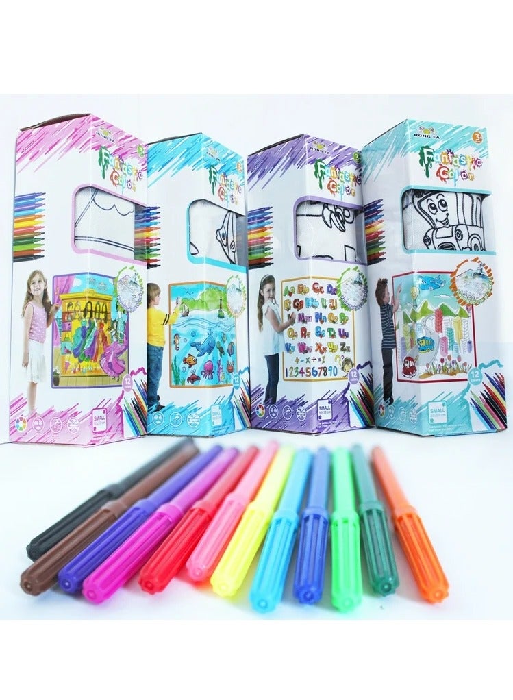 رونج إف إيه سجادة تلوين الحروف العربية للأطفال قابلة للغسل مع أقلام تلوين - Image 3