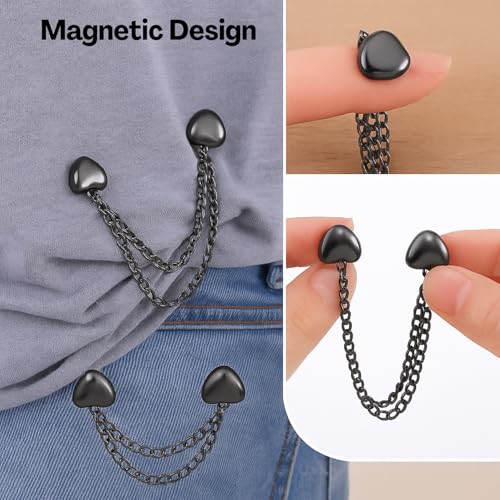 Flavizo 4 Pcs Strong Magnetic Clothing Clips, Cinch Clip for Shirt, Scarf, Dress, Secure Magnet Pinless Brooch for Pants legs, Outfit Styling Clothes Fix Holder Accessories - Heard - Image 3