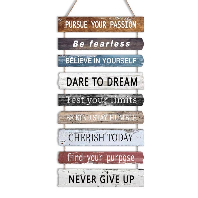 Motivational Wall Art Decor with Positive Quotes Inspirational Wall Art Room Decor for Teen Girls Women Rustic Wall Hanging Plaque Sign for Home Office Living Room Bathroom 12x24 inch