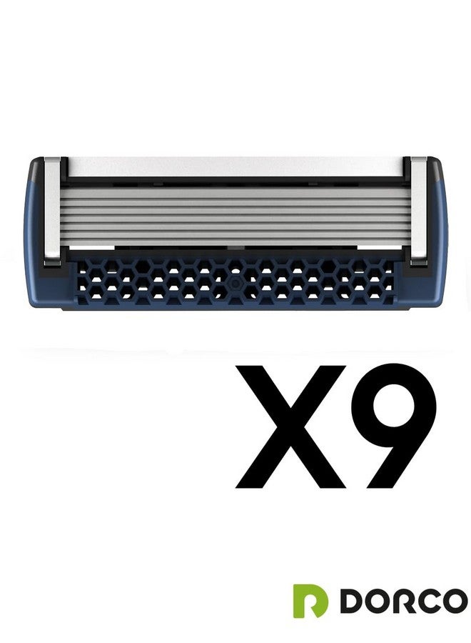 دروكو بيس كلاسيك - نظام ماكينة حلاقة بسبع شفرات مع رأس دوار ومقبض ممتاز - عبوة من 9 قطع (مقبض واحد + 9 خراطيش) - Image 3