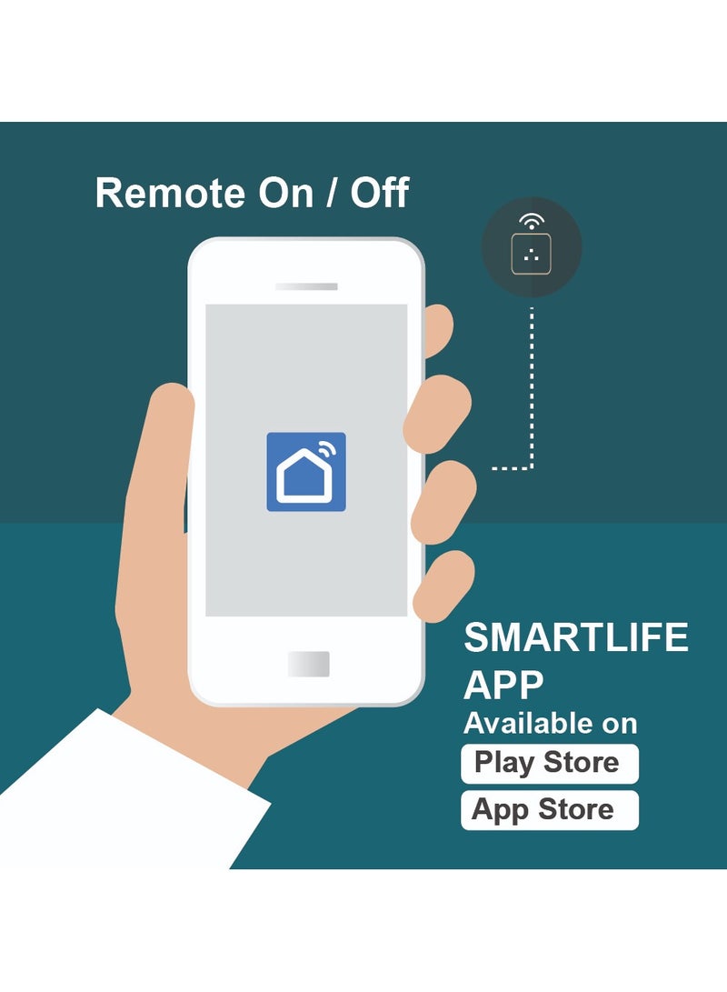 SASKA Smart WiFi Wall Socket Glass Panel Outlet Remotely Controlled Works with Voice Assistant | No Hub Required - Image 2