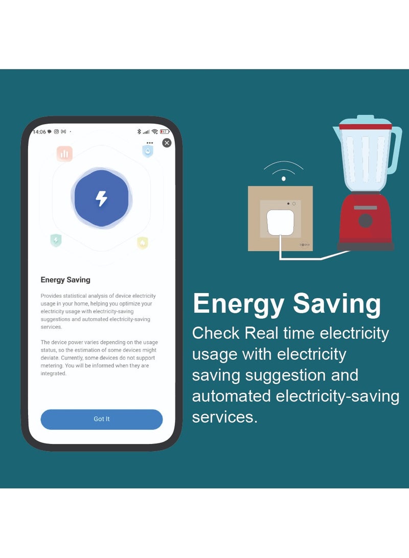 SASKA Smart WiFi Wall Socket Glass Panel Outlet Remotely Controlled Works with Voice Assistant | No Hub Required - Image 4