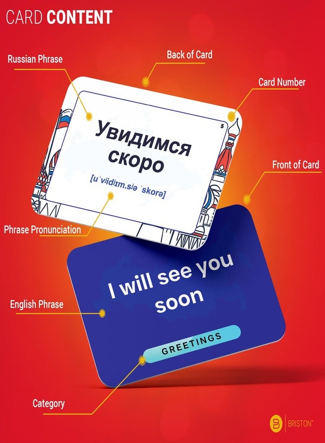 بريستون بطاقات بريستون للعبارات الروسية مع الصوتيات، بطاقات تعليمية باللغة الروسية للمبتدئين، مجموعة عبارات محادثة للدراسة أثناء السفر وممارسة التحدث، وأدوات مساعدة في التعلم - Image 2