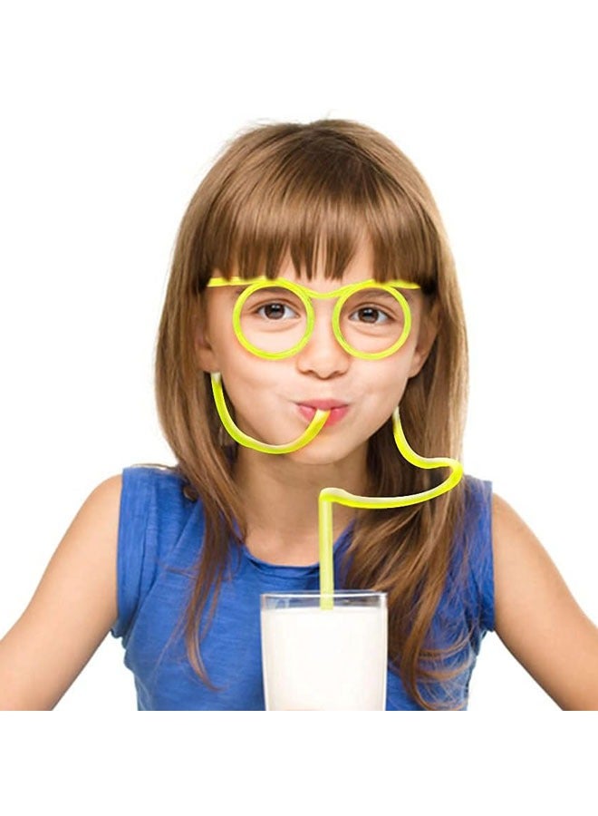 ZVEV 10PCS Straws Glasses Plastic Fun Glasses Straw Covers Cap Disposable Straws for Kids Glasses Straws Drinking Adult Party Fun Straws for Eye Glasses Straw Tube Toy and Birthday Party Set - Image 5