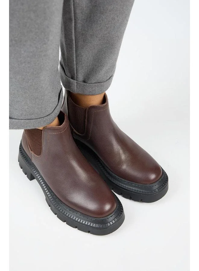 Manijero  Misty Women's Genuine Leather Double-sided Elastic Dark Coffee Boot for Women | Best Price UAE