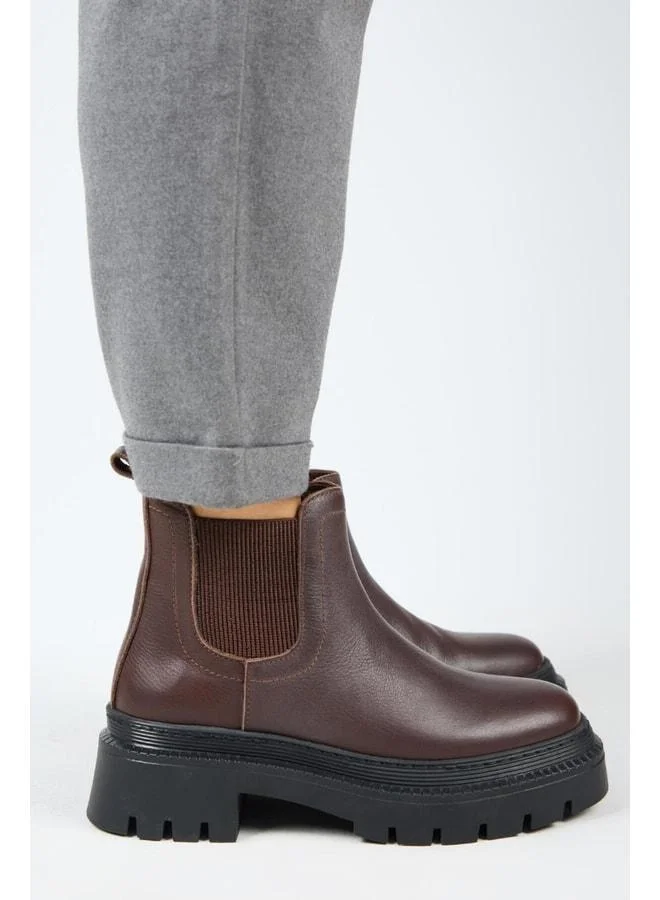Manijero  Misty Women's Genuine Leather Double-sided Elastic Dark Coffee Boot for Women | Best Price UAE
