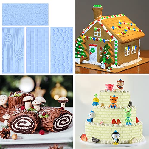 Grosun 6 Packs Fondant Impression Mat Fondant Texture Mats Clay Mold Set Lace Embossing Mat Fondant Cake Embossed Impression Sheets for Cake Decorating - Image 4