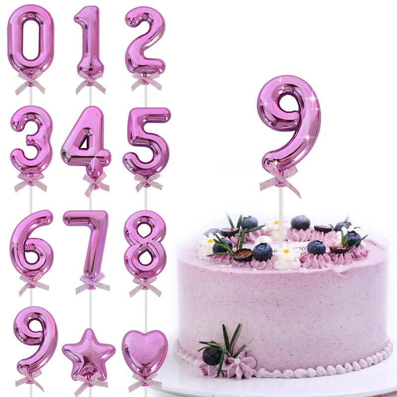 BEISHIDA 3D Number Cake Topper Hot Pink 9 Numbers Happy Birthday Cake Topper 19th 30th 40th 50th Birthday Cake Toppers for Party Wedding Anniversary Decorations - Image 1