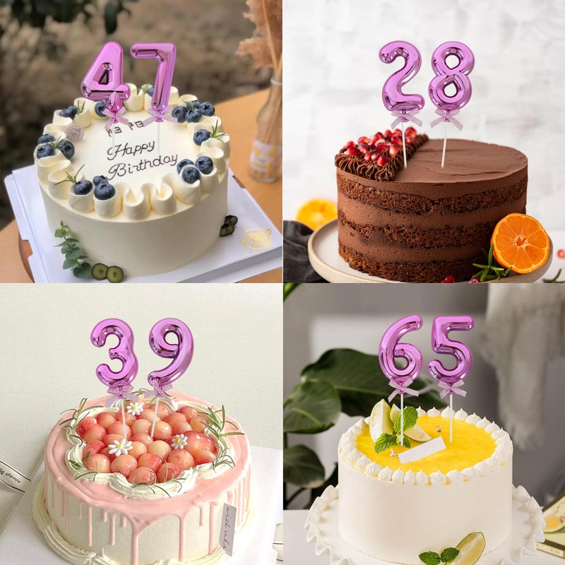 BEISHIDA 3D Number Cake Topper Hot Pink 9 Numbers Happy Birthday Cake Topper 19th 30th 40th 50th Birthday Cake Toppers for Party Wedding Anniversary Decorations - Image 3