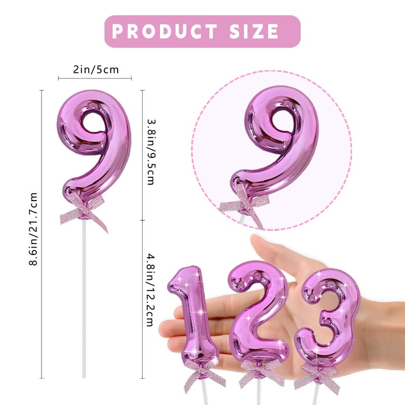 BEISHIDA 3D Number Cake Topper Hot Pink 9 Numbers Happy Birthday Cake Topper 19th 30th 40th 50th Birthday Cake Toppers for Party Wedding Anniversary Decorations - Image 2