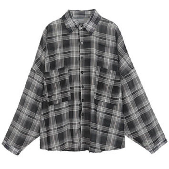 Korean version of lazy wind loose plaid sunscreen jacket long long sleeve shirt coat womens cross-border foreign trade Wholesale Sunscreen Shirt