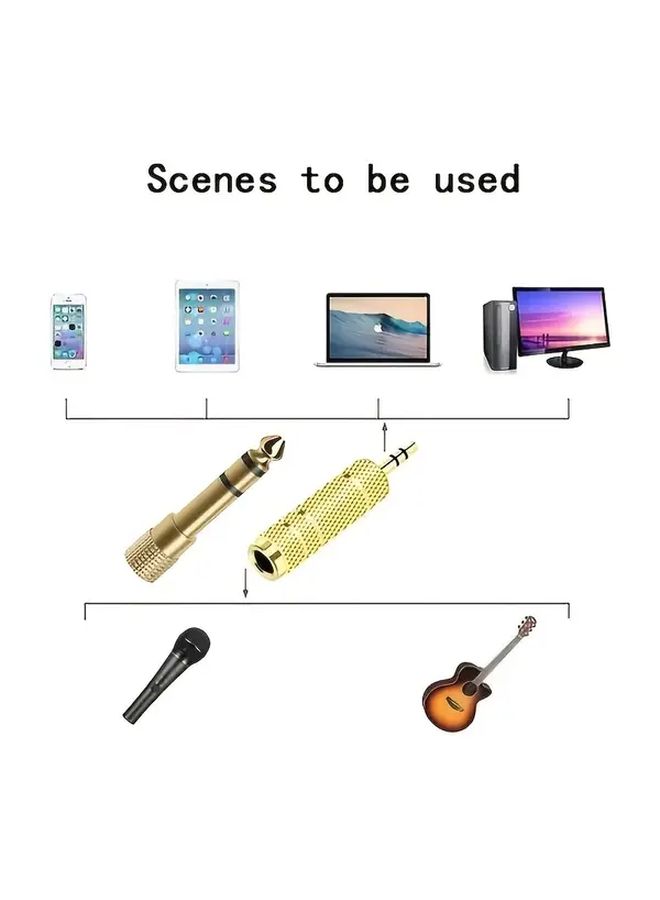 2 Gold Plated 3.5mm Male Female Stereo Audio Jack for Guitar Bass Drum - Image 2