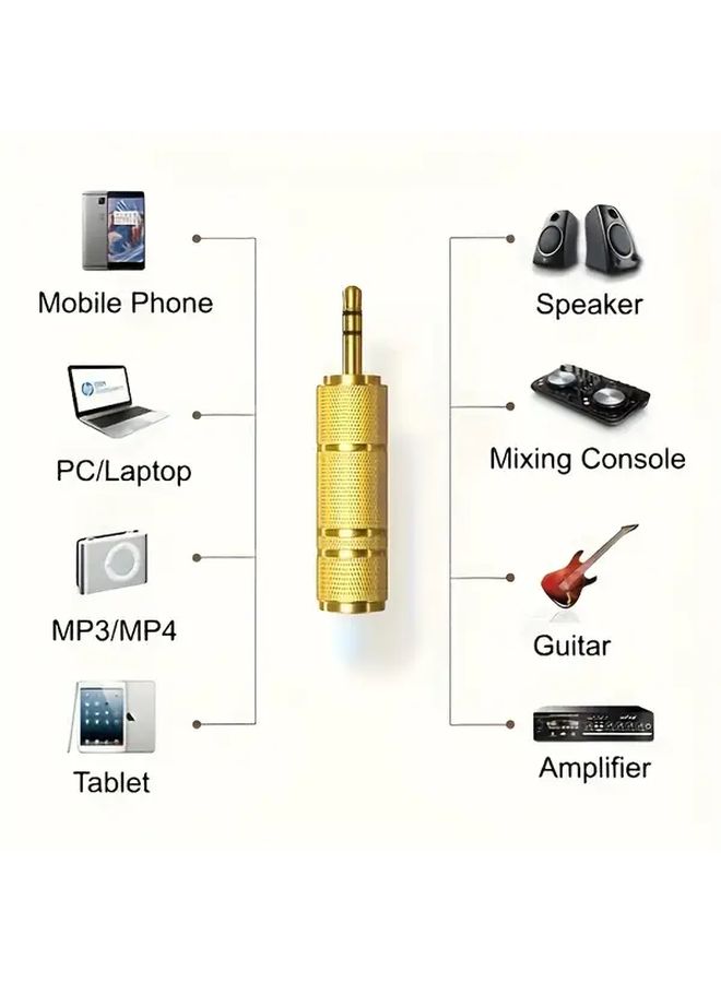 2 Gold Plated 3.5mm Male Female Stereo Audio Jack for Guitar Bass Drum - Image 3