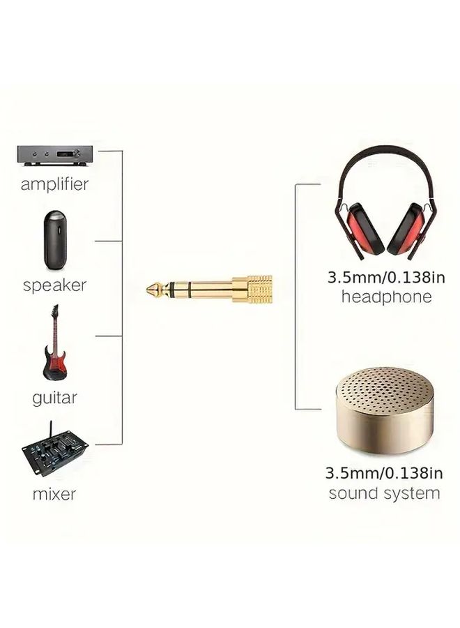 2 Gold Plated 3.5mm Male Female Stereo Audio Jack for Guitar Bass Drum - Image 4