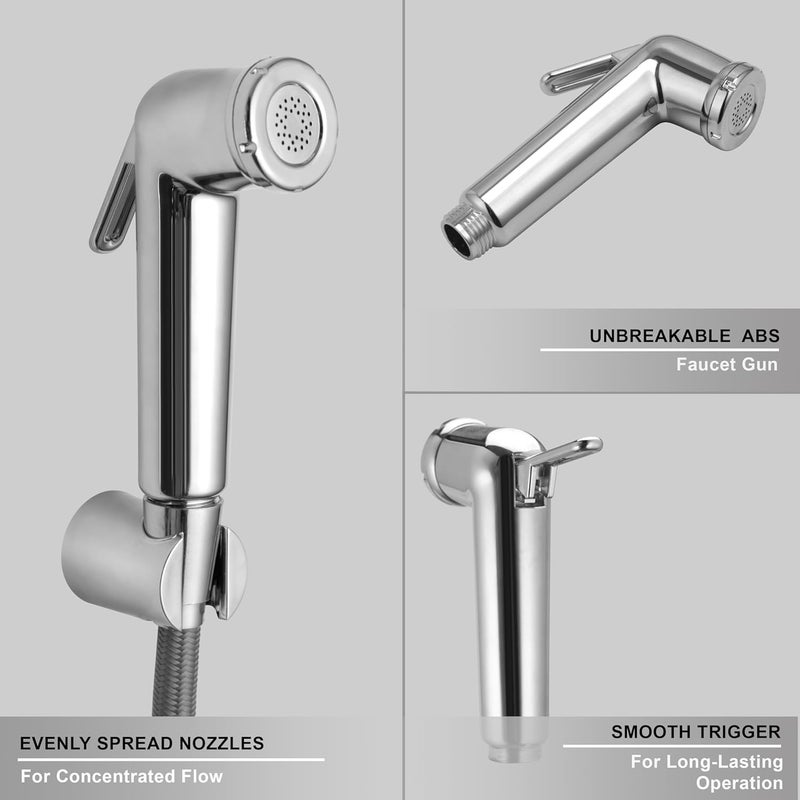 Waterman Conti Health Faucet ABS Material with 1125 Mtr Fibre Nylon Hose Pipe and Hook Jet Spray for Toilet Bidet Sprayer Health Faucet for Toilet Gun Handheld Faucet Toilet - Image 2