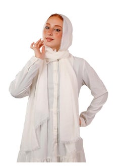 Generic Cotton gauze scarf, 200*70, white color  - Image 5