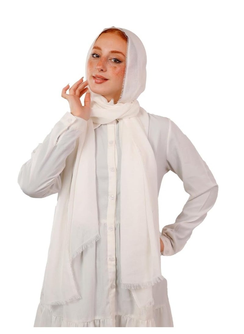 ماركة غير محددة طرحة قطن شاش 200*70 لون ابيض  - Image 5
