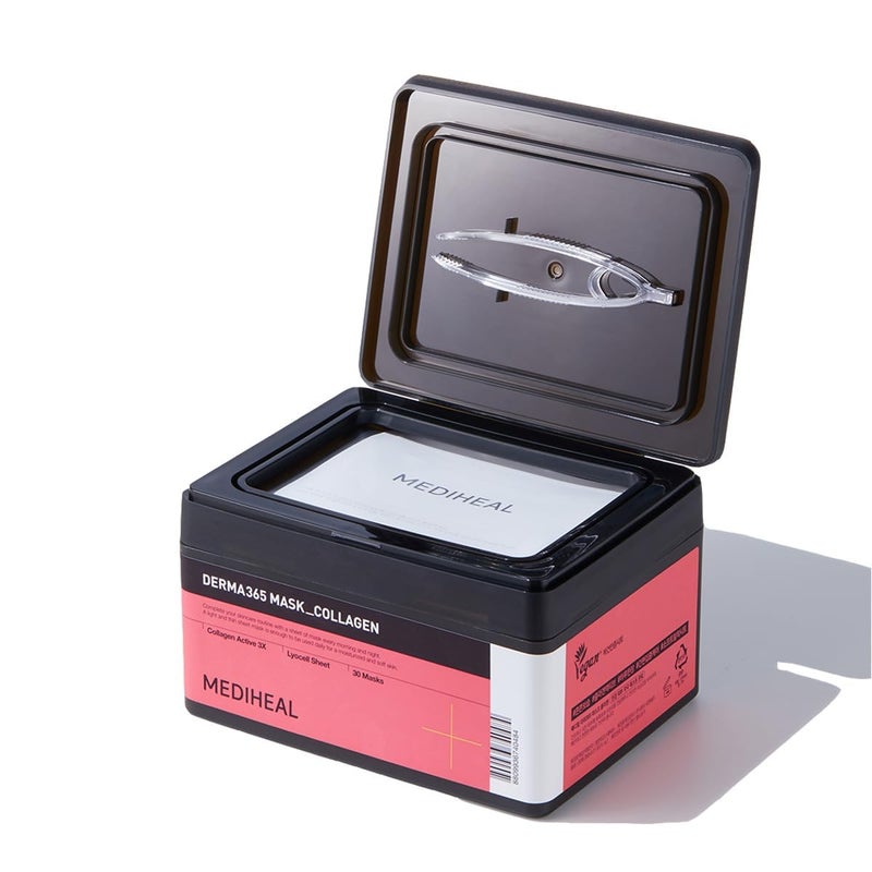 Mediheal Derma 365 Collagen Mask (30 Masks) - Daily Skin Care Mask for Firm Moisturizing to Lift Skin with Collagen Active 3X - Image 1