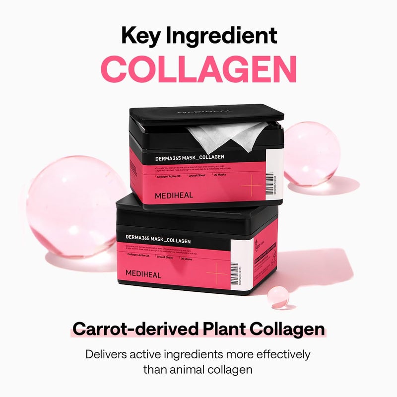 Mediheal Derma 365 Collagen Mask (30 Masks) - Daily Skin Care Mask for Firm Moisturizing to Lift Skin with Collagen Active 3X - Image 5