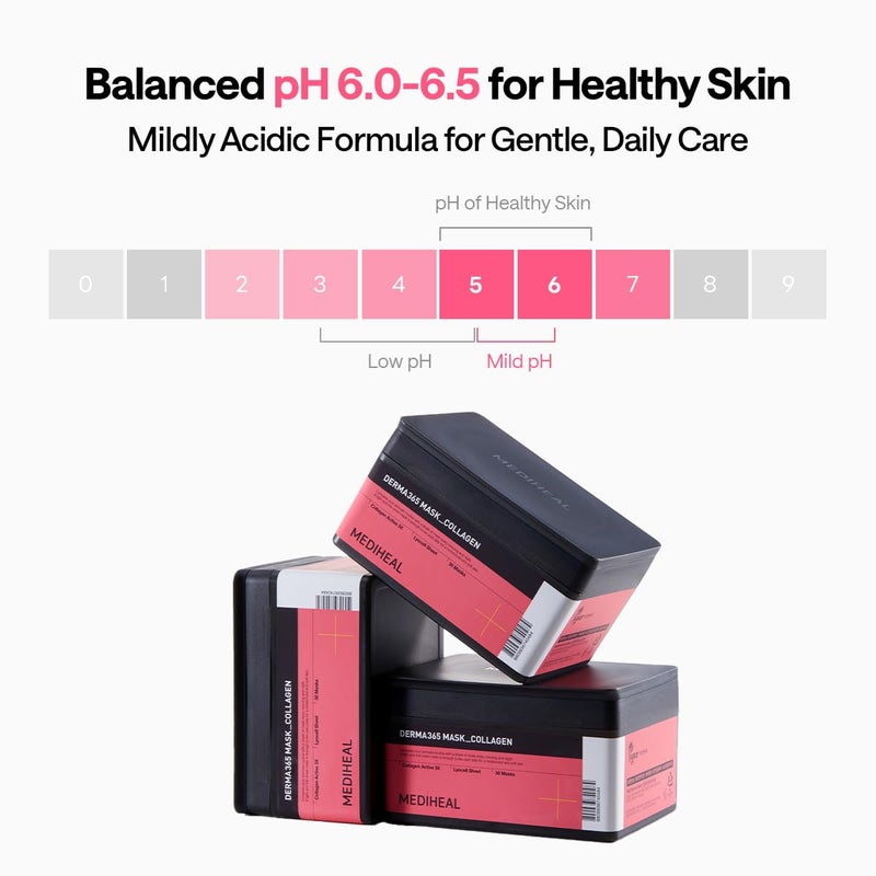 Mediheal Derma 365 Collagen Mask (30 Masks) - Daily Skin Care Mask for Firm Moisturizing to Lift Skin with Collagen Active 3X - Image 4