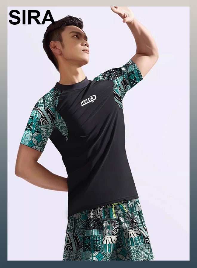 SIRA Men's Quick-Dry Swimwear 2-Piece Set - UPF 50+ Swim Shirt & Modest Swim Trunks for Beach/Pool/Water Sports | Lightweight & Breathable Swim Outfit - Image 3