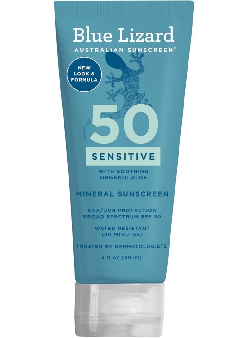 BLUE LIZARD Sensitive Sunscreen with Organic Aloe SPF 50 - 3 fl oz - Image 1