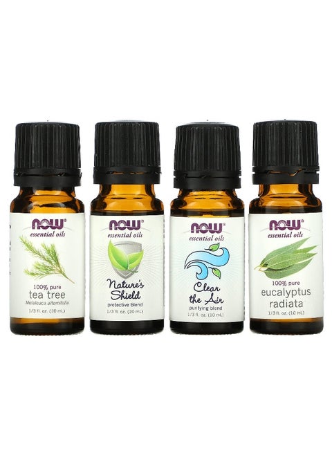 NOW Foods, Solutions, Seasonal Changes, Balancing Essential Oils Kit, 4 Bottles, 1/3 fl oz (10 ml) Each