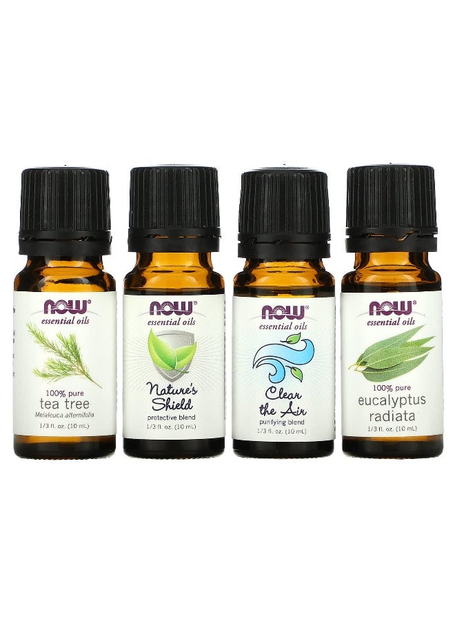 NOW Foods, Solutions, Seasonal Changes, Balancing Essential Oils Kit, 4 Bottles, 1/3 fl oz (10 ml) Each