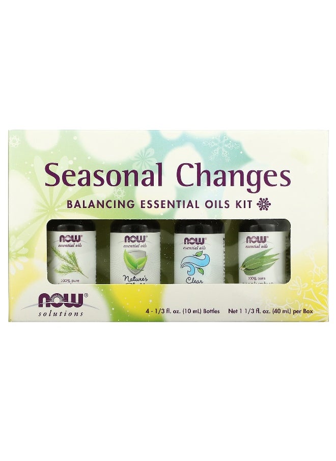 NOW Foods, Solutions, Seasonal Changes, Balancing Essential Oils Kit, 4 Bottles, 1/3 fl oz (10 ml) Each