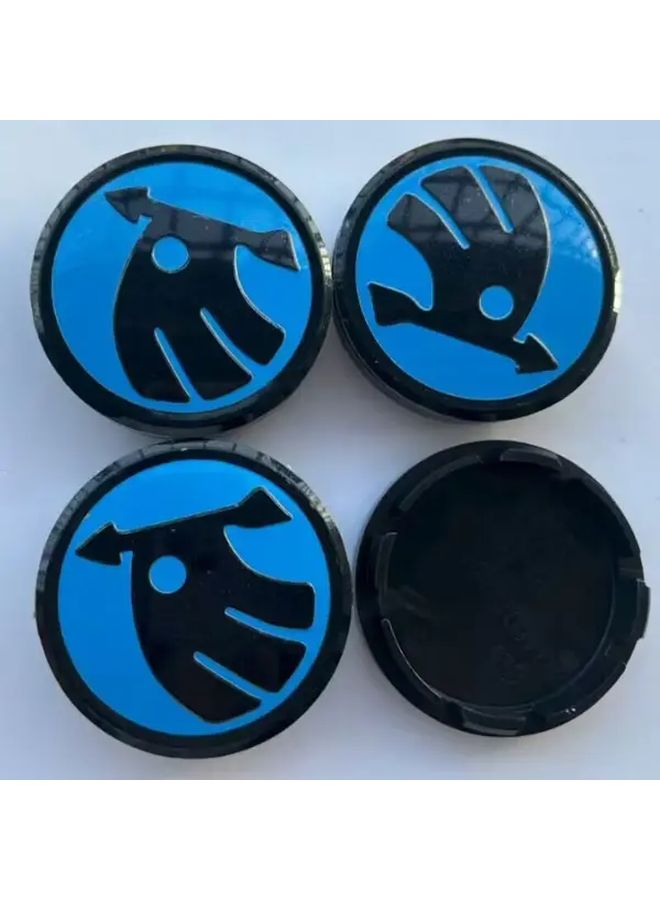 Blue 56mm Car Wheel Center Hub Caps Set of 4 ABS Material with Logo - Image 3