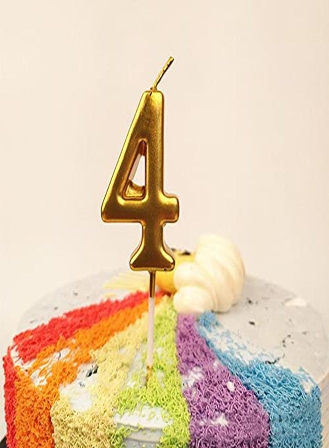 PartyToko Golden Number 4 Candle (Gold) for Birthday Celebration - Image 2