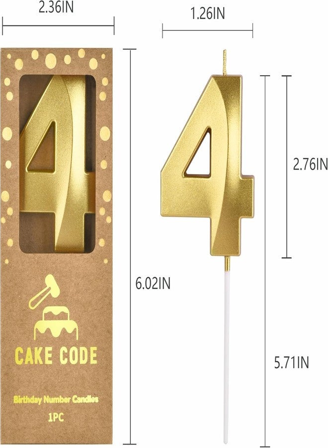 PartyToko Golden Number 4 Candle (Gold) for Birthday Celebration - Image 4