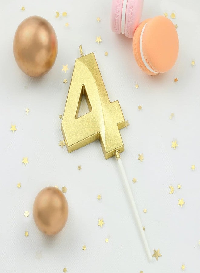 PartyToko Golden Number 4 Candle (Gold) for Birthday Celebration - Image 3