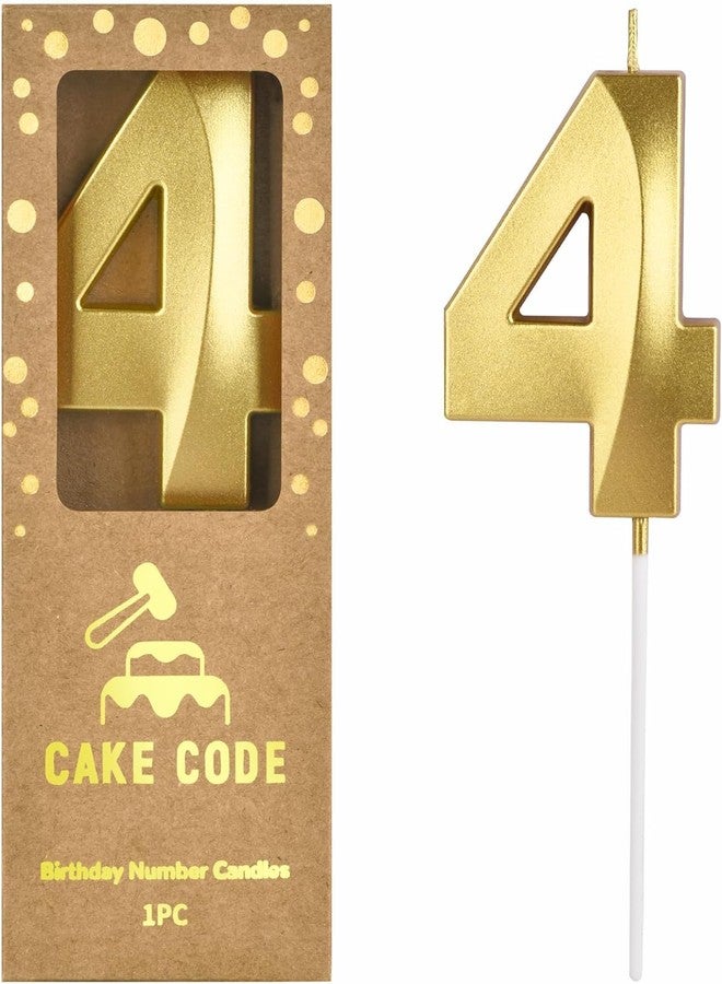 PartyToko Golden Number 4 Candle (Gold) for Birthday Celebration - Image 1