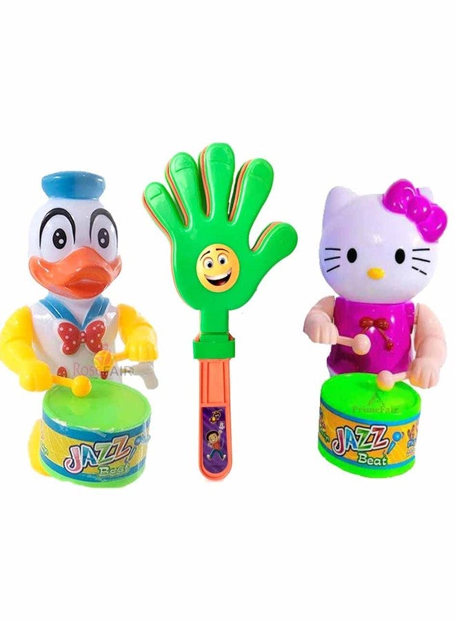 ROSEFAIR Key Operated Cute Drummer Toy with Noisemakers Favors Concert Party Cheering Props Children clap clap Your Hands Small Hands Clapping Toys for Kids (PROPS-DUCK-KITTY-03) - Image 1