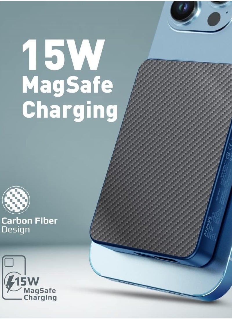 Generic - iPhone 15 Magnetic Wireless Power Bank, 5000mAh 15W Transparent Battery Pack, 20W USB-C Power Delivery Port, 22.5W QC 3.0 Port, LCD Screen for iPhone 13/14, iPad Air, Galaxy, TransPack-5 Blue - Image 1
