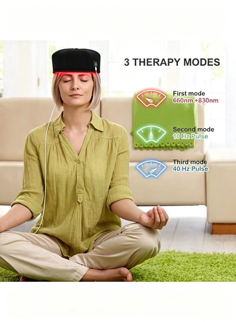 SKT Shiketro 120PCS Lamp Beads LED Red and Infrared Light Therapy Cap for Stress Relief Brain Relax Hair Loss Regrowth Treatment Cap - Image 5