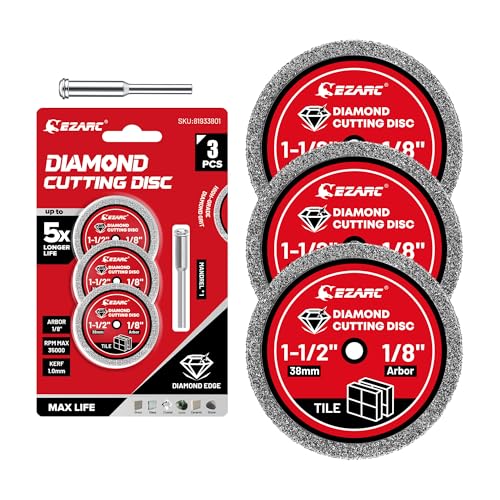 EZARC 112 Diamond Cutting Wheel 15 x 18 Tile Cutting Wheel Durable 4Pack Rotary Tool Cutting Disc Accessories Include Mandrel - Image 1