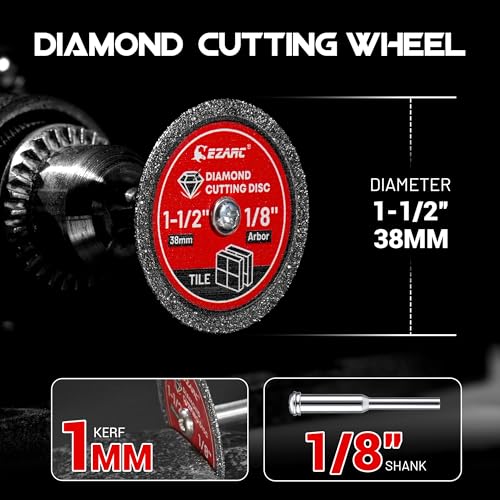 EZARC 112 Diamond Cutting Wheel 15 x 18 Tile Cutting Wheel Durable 4Pack Rotary Tool Cutting Disc Accessories Include Mandrel - Image 3