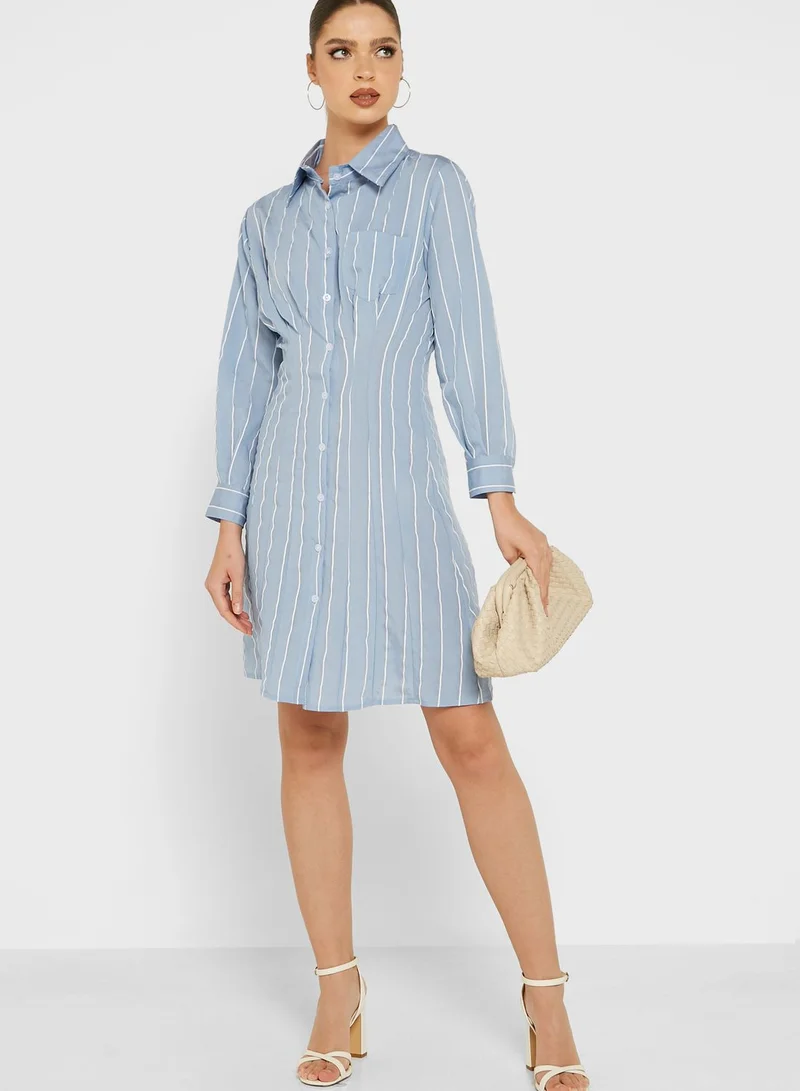 ELLA Pinstripe Button Down Dress