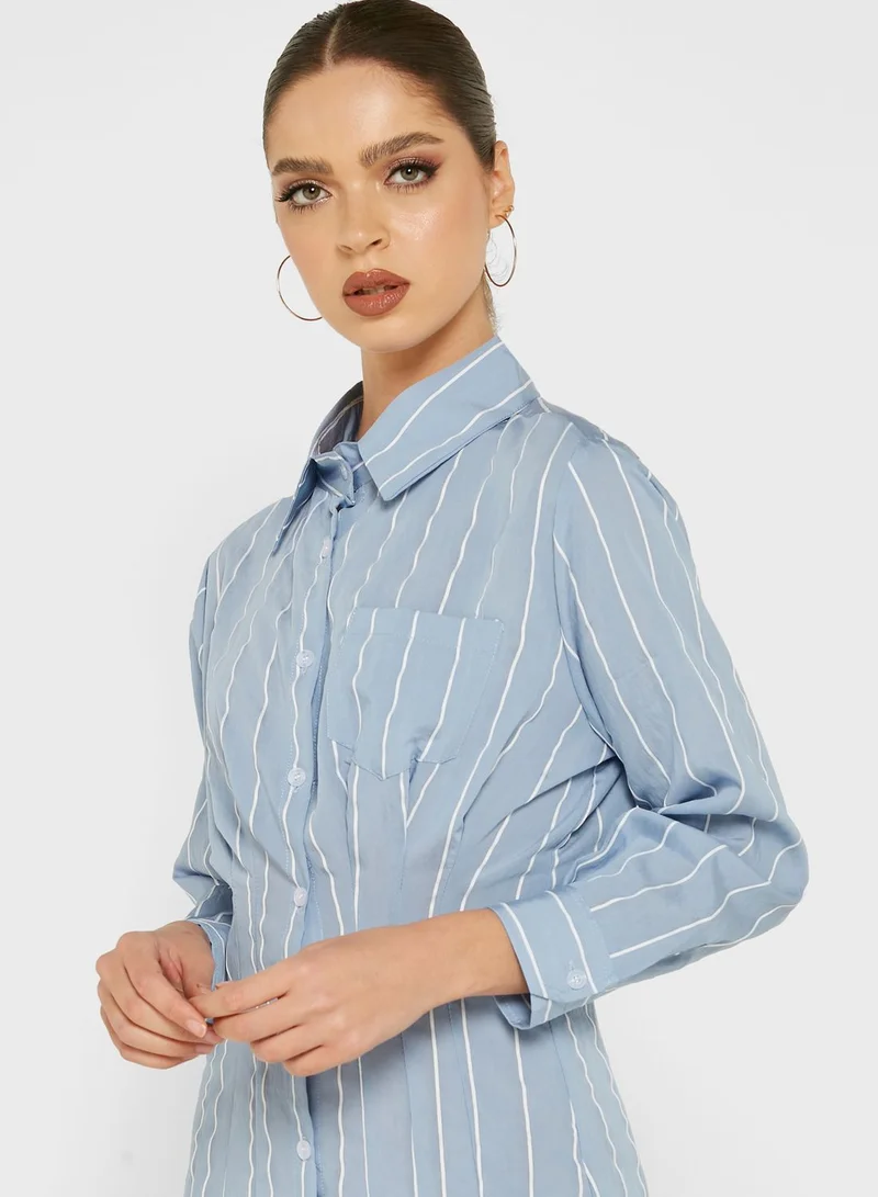 ELLA Pinstripe Button Down Dress