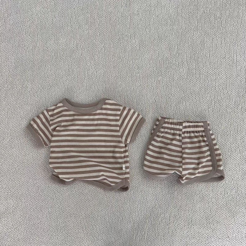 Korean Style Ins Western Style Wave Dot Striped Crewneck Shorts Summer Casual Suit For Boys And Girls Baby Walking Out All-Match - Image 5