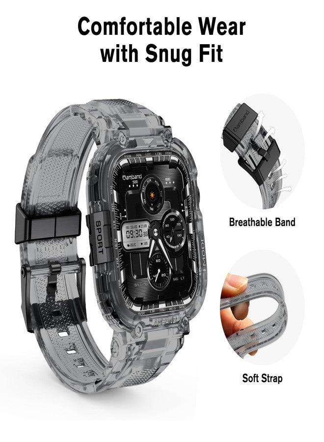 امباند أساور amBand متوافقة مع ساعات Apple Watch 9/8/7 مقاس 41 مم، غطاء حماية متين من سلسلة M1 Sport مع حزام TPU، غطاء واقٍ عسكري قوي لساعات iWatch SE3/SE2/SE/6/5/4/3 مقاس 40 مم و38 مم، للرجال والنساء، لون أسود كريستالي - Image 4