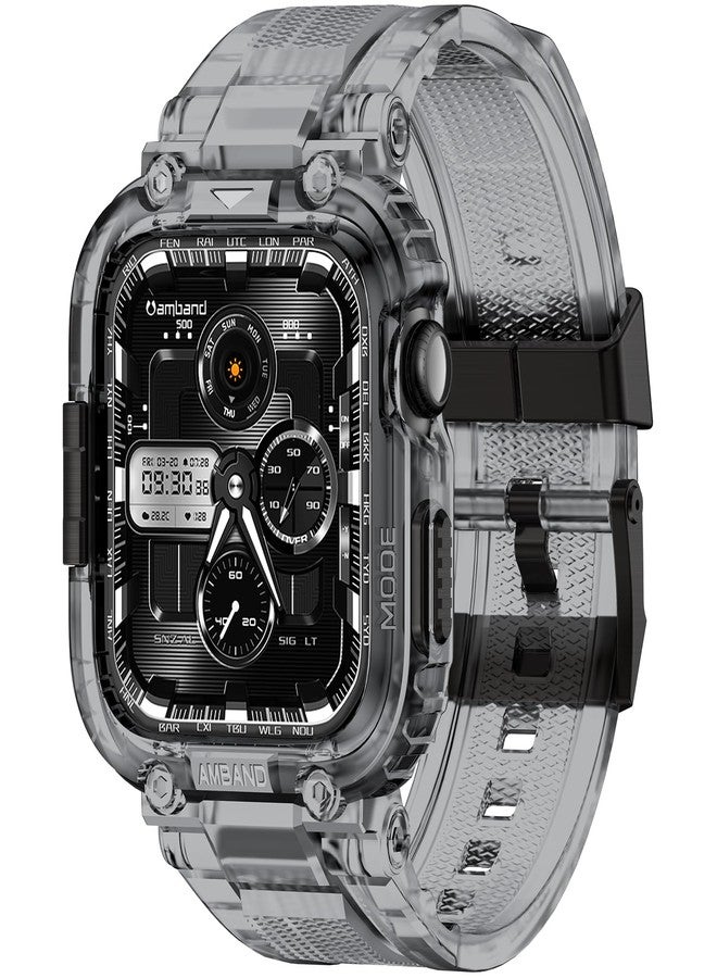امباند أساور amBand متوافقة مع ساعات Apple Watch 9/8/7 مقاس 41 مم، غطاء حماية متين من سلسلة M1 Sport مع حزام TPU، غطاء واقٍ عسكري قوي لساعات iWatch SE3/SE2/SE/6/5/4/3 مقاس 40 مم و38 مم، للرجال والنساء، لون أسود كريستالي - Image 1
