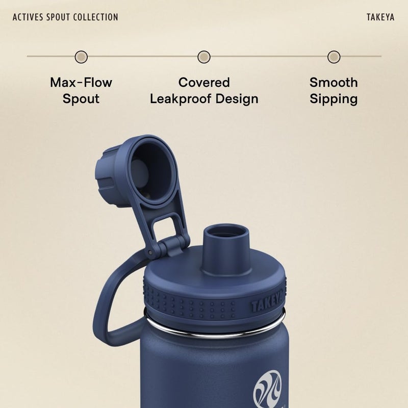 Takeya Actives Insulated Stainless Steel Water Bottle with Spout Lid 18 oz 51064 - Image 3