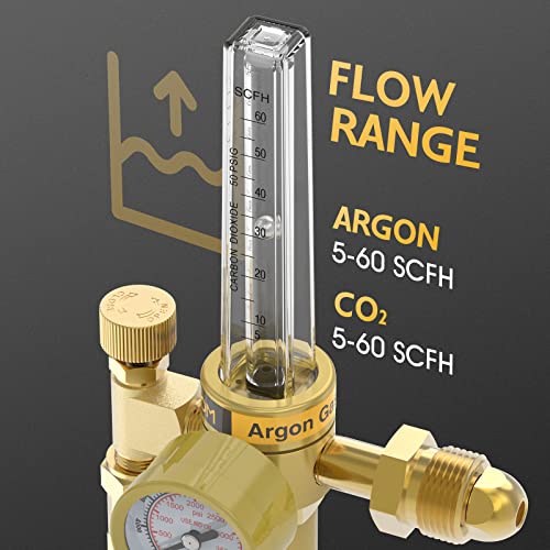TOOLIOM CO2 Argon Flow Meter Gas Regulator Gauge for MIG TIG Welding - Image 3