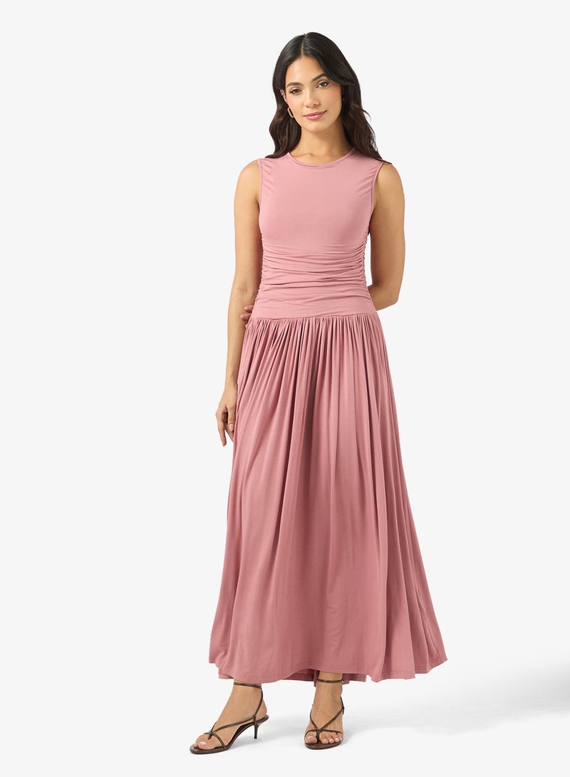 BCBG Ruched Sleeveless Maxi Dress - Image 1