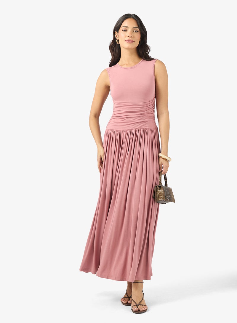 BCBG Ruched Sleeveless Maxi Dress - Image 4