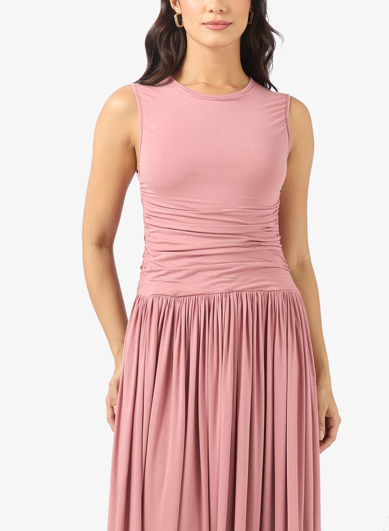 BCBG Ruched Sleeveless Maxi Dress - Image 3